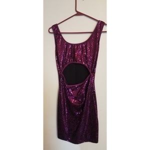 Purple sequin bodycon dress